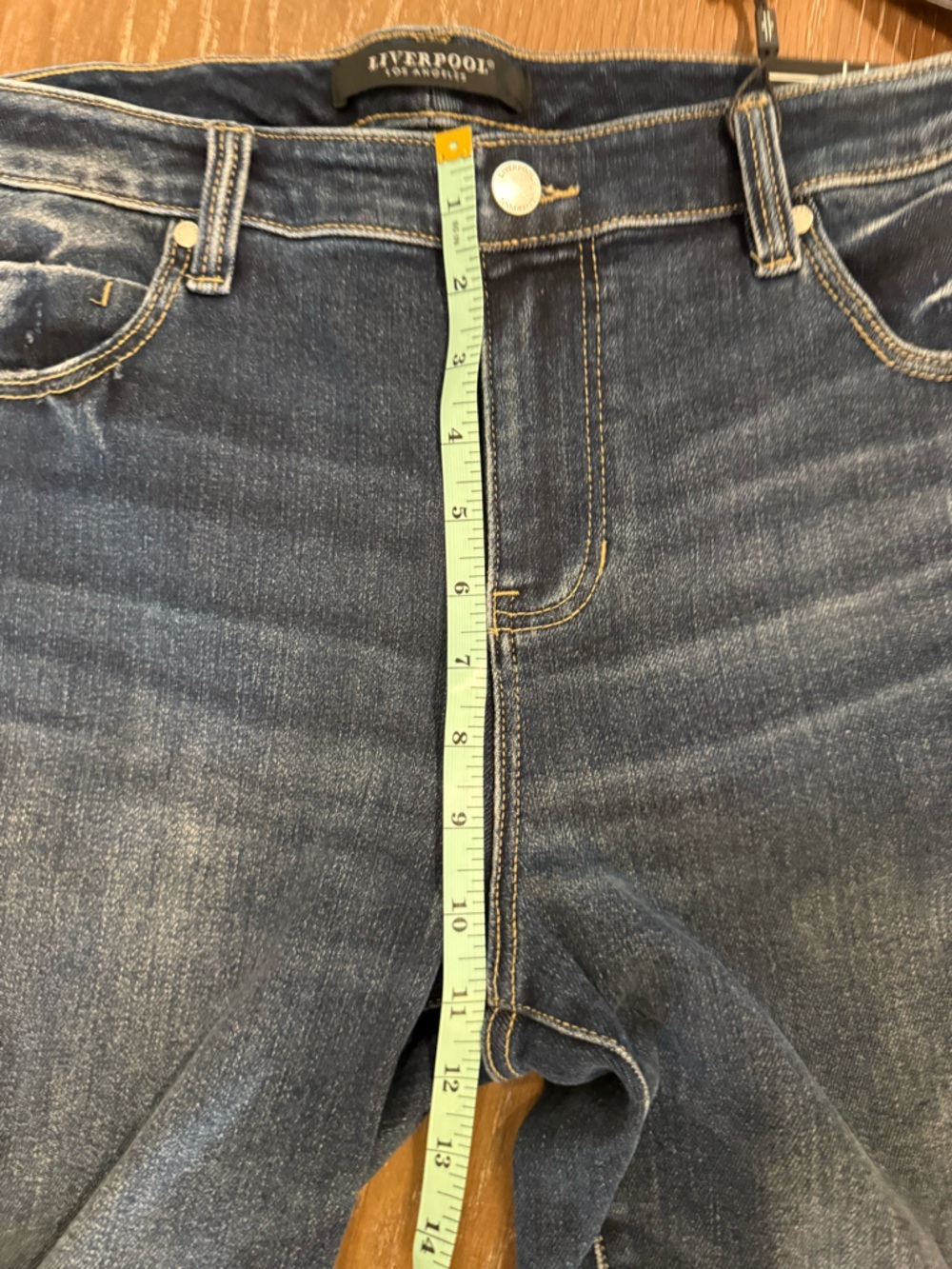Liverpool Dark Blue Charlie Cropped Skinny Jeans with Cuffed Hem Soft - Picture 9 of 15